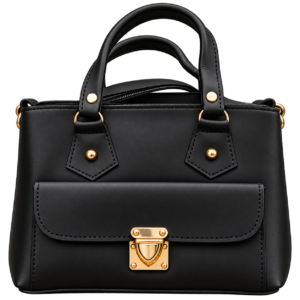 Black Handbag with Gold-Tone Clasp and Top Handles – Ramlah