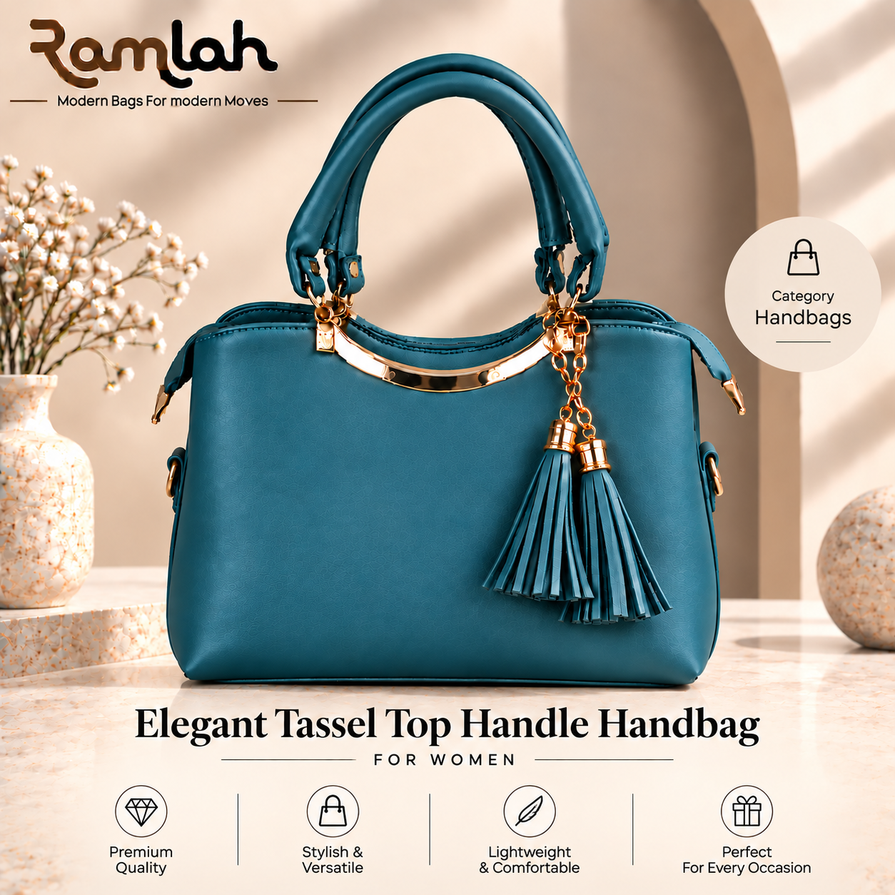 Elegant Tassel Top Handle Shoulder Bag